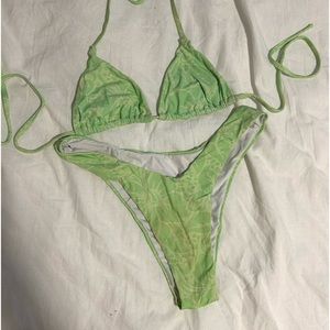 Green Floral Bikini Set